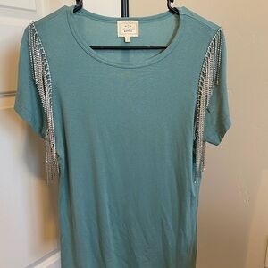 Elegant Teal Short Sleeve Women's Top